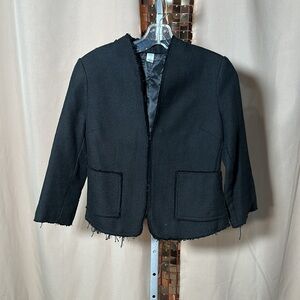 Old Navy Black Tweed Style Open Blazer w Clasps Size Small with Distressing Det.